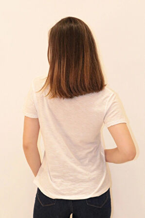 Rich Kadın Organik Bisiklet Yaka T-shirt %100 Pamuk Tişört