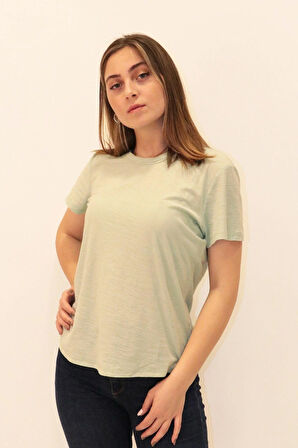 Rich Kadın Organik Bisiklet Yaka T-shirt %100 Pamuk Tişört