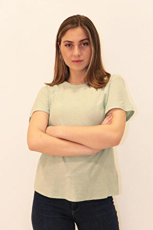 Rich Kadın Organik Bisiklet Yaka T-shirt %100 Pamuk Tişört