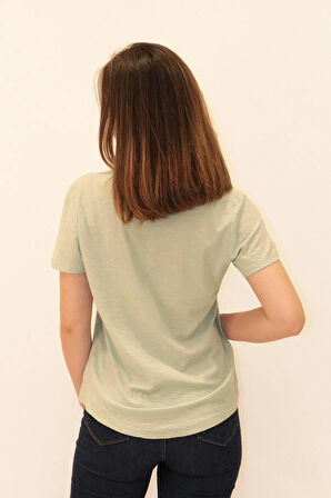 Rich Kadın Organik Bisiklet Yaka T-shirt %100 Pamuk Tişört