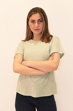 Rich Kadın Organik Bisiklet Yaka T-shirt %100 Pamuk Tişört