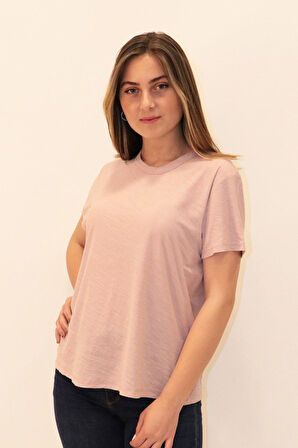 Rich Kadın Organik Bisiklet Yaka T-shirt %100 Pamuk Tişört