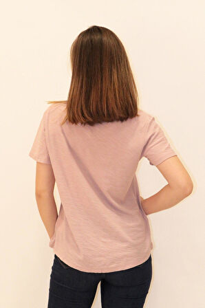 Rich Kadın Organik Bisiklet Yaka T-shirt %100 Pamuk Tişört