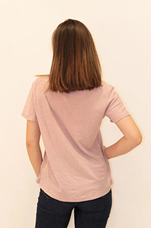 Rich Kadın Organik Bisiklet Yaka T-shirt %100 Pamuk Tişört