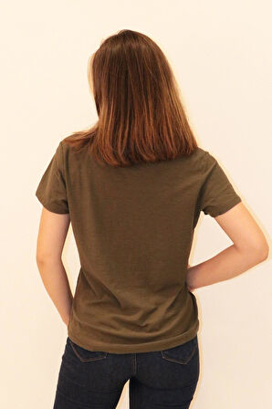 Rich Kadın Organik Bisiklet Yaka T-shirt %100 Pamuk Tişört