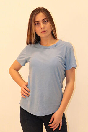 Rich Kadın Organik Bisiklet Yaka T-shirt %100 Pamuk Tişört