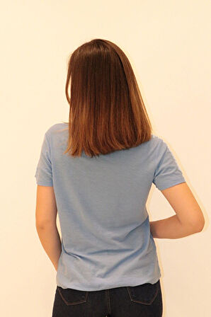 Rich Kadın Organik Bisiklet Yaka T-shirt %100 Pamuk Tişört