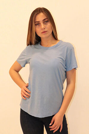 Rich Kadın Organik Bisiklet Yaka T-shirt %100 Pamuk Tişört