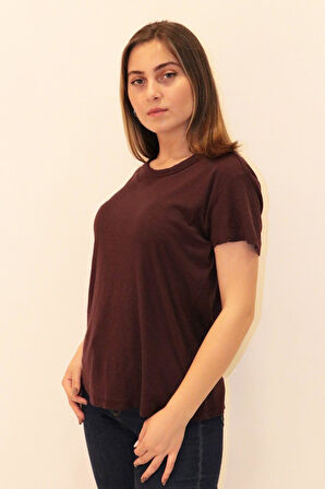 Rich Kadın Organik Bisiklet Yaka T-shirt %100 Pamuk Tişört