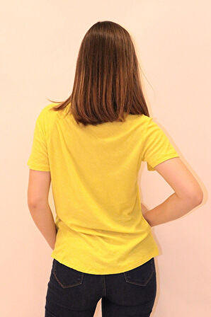 Rich Kadın Organik Bisiklet Yaka T-shirt %100 Pamuk Tişört