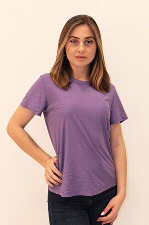 Rich Kadın Organik Bisiklet Yaka T-shirt %100 Pamuk Tişört