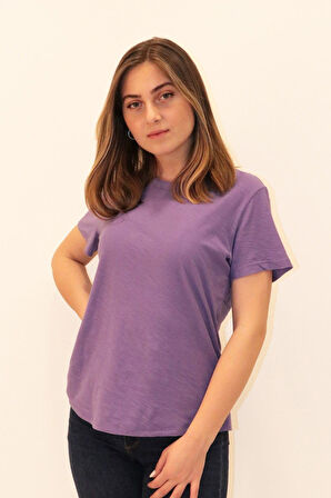 Rich Kadın Organik Bisiklet Yaka T-shirt %100 Pamuk Tişört