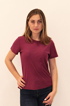 Rich Kadın Organik Bisiklet Yaka T-shirt %100 Pamuk Tişört