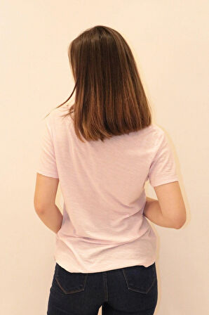 Rich Kadın Organik V Yaka T-shirt %100 Pamuk Tişört