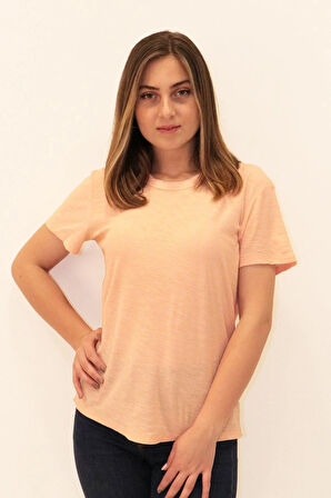 Rich Kadın Organik Bisiklet Yaka T-shirt %100 Pamuk Tişört