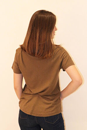 Rich Kadın Organik Bisiklet Yaka T-shirt %100 Pamuk Tişört