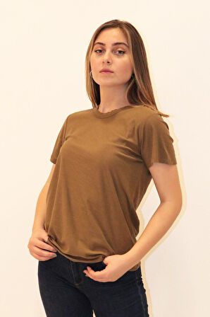 Rich Kadın Organik Bisiklet Yaka T-shirt %100 Pamuk Tişört