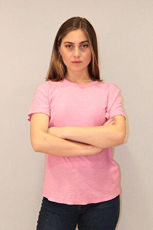 Rich Kadın Organik Bisiklet Yaka T-shirt %100 Pamuk Tişört