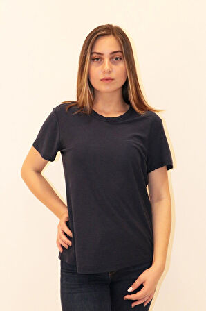 Rich Kadın Organik Bisiklet Yaka T-shirt %100 Pamuk Tişört