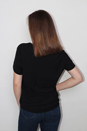 Rich Kadın Organik V Yaka T-shirt %100 Pamuk Tişört