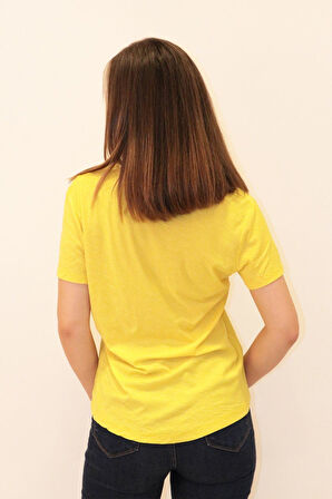 Rich Kadın Organik V Yaka T-shirt %100 Pamuk Tişört