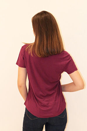 Rich Kadın Organik V Yaka T-shirt %100 Pamuk Tişört