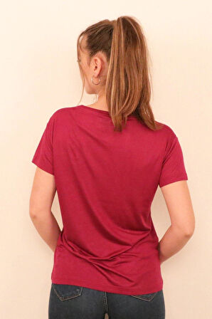 Rich Kadın O Yaka T-shirt %100 Pamuk Tişört