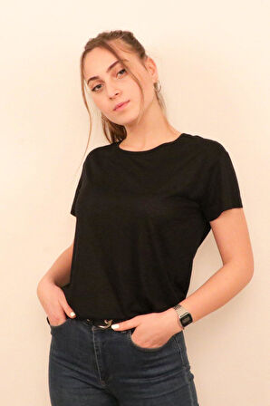 Rich Kadın O Yaka T-shirt %100 Pamuk Tişört