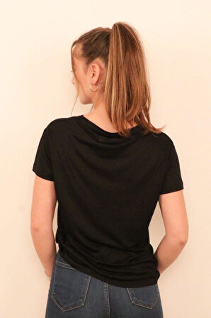 Rich Kadın O Yaka T-shirt %100 Pamuk Tişört