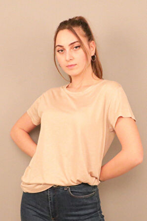 Rich Kadın O Yaka T-shirt %100 Pamuk Tişört