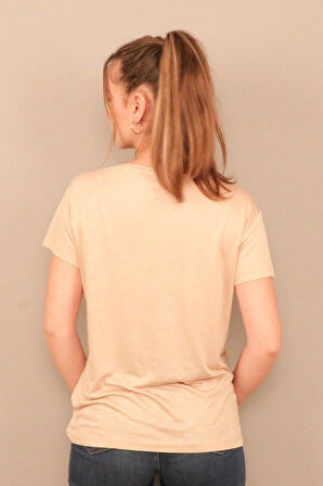 Rich Kadın O Yaka T-shirt %100 Pamuk Tişört