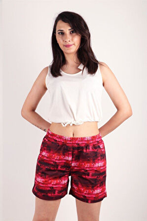 Kadın Desenli Kısa Şort