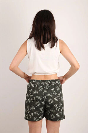 Kadın Desenli Kısa Şort