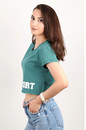 Kadın Kısa Kollu Crop Bluz