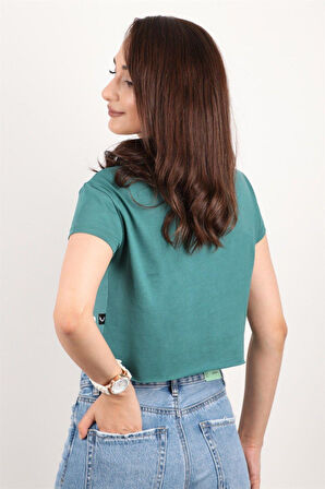 Kadın Kısa Kollu Crop Bluz