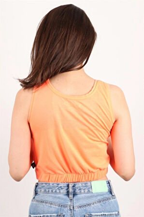 Kadın Baskılı Kolsuz Crop Bluz