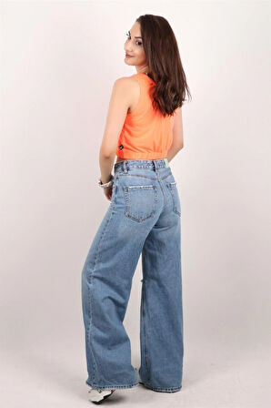 Kadın Baskılı Kolsuz Crop Bluz