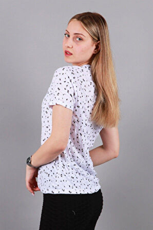 Kadın Bisiklet Yaka T-shirt Tşört