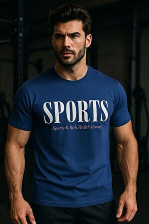Erkek Lacivet Basic T-shirt Baskılı Slim Fit %100 Pamuk Tişört
