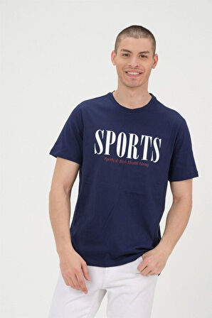 Erkek Lacivet Basic T-shirt Baskılı Slim Fit %100 Pamuk Tişört