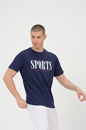 Erkek Lacivet Basic T-shirt Baskılı Slim Fit %100 Pamuk Tişört