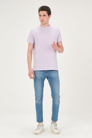 Erkek Yıkamalı Basic T-shirt Tişört %100 Pamuk Tişört