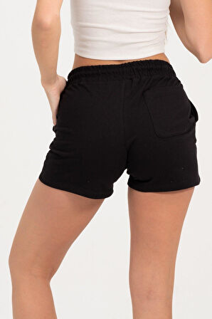 Kadın Siyah Şort Mini Spor Şort