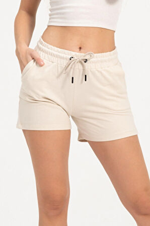 Kadın Bej Şort Mini Spor Şort