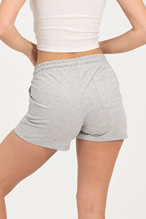 Kadın Gri Melanj Şort Mini Spor Şort