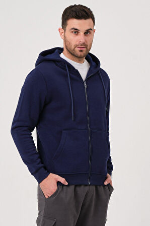 Unisex Fermuarlı Kanguru Cep 3 Iplik Sweatshirt Içi Polar