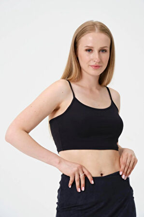 Kadın Kısa Crop Askılı Krop