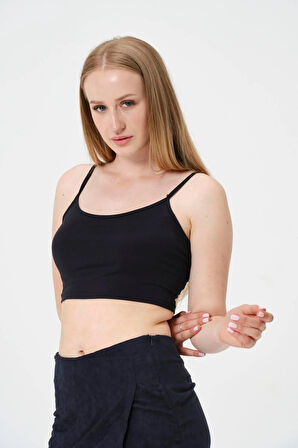 Kadın Kısa Crop Askılı Krop