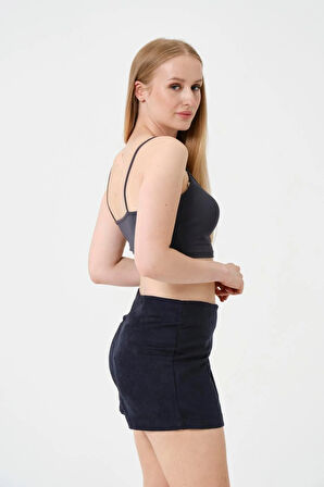 Kadın Kısa Crop Askılı Krop