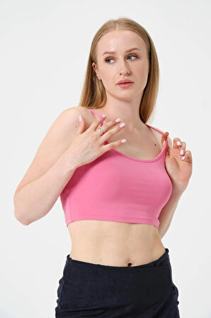 Kadın Kısa Crop Askılı Krop